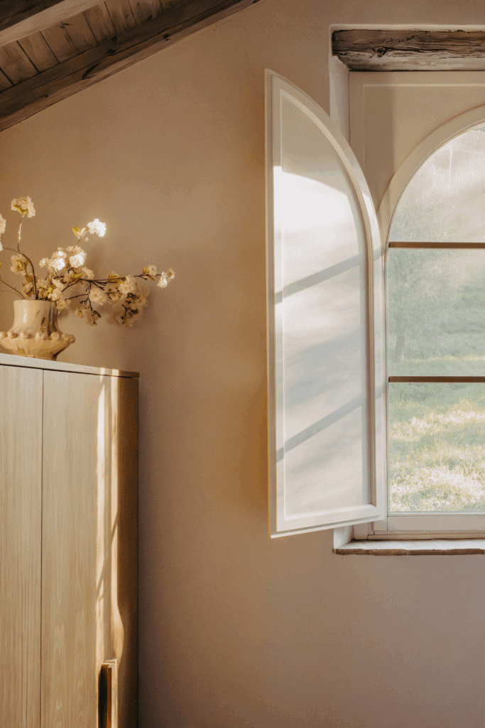 Close-up of bedroom at Casa Le Sorelle in Lucca, Tuscany